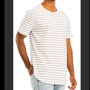 WEIV Los Angeles Striped Basic Tee Gray/White Size XL